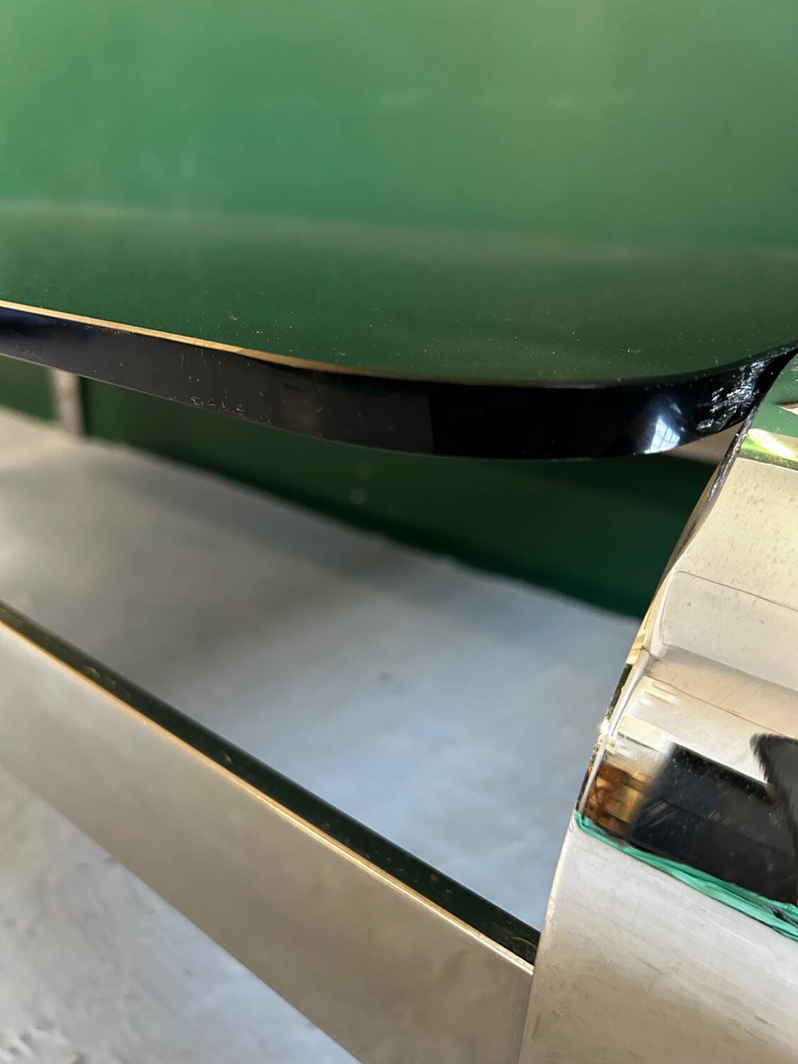 Coffee table in chromed metal and smoked glass