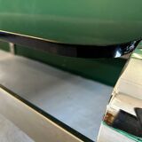 Coffee table in chromed metal and smoked glass