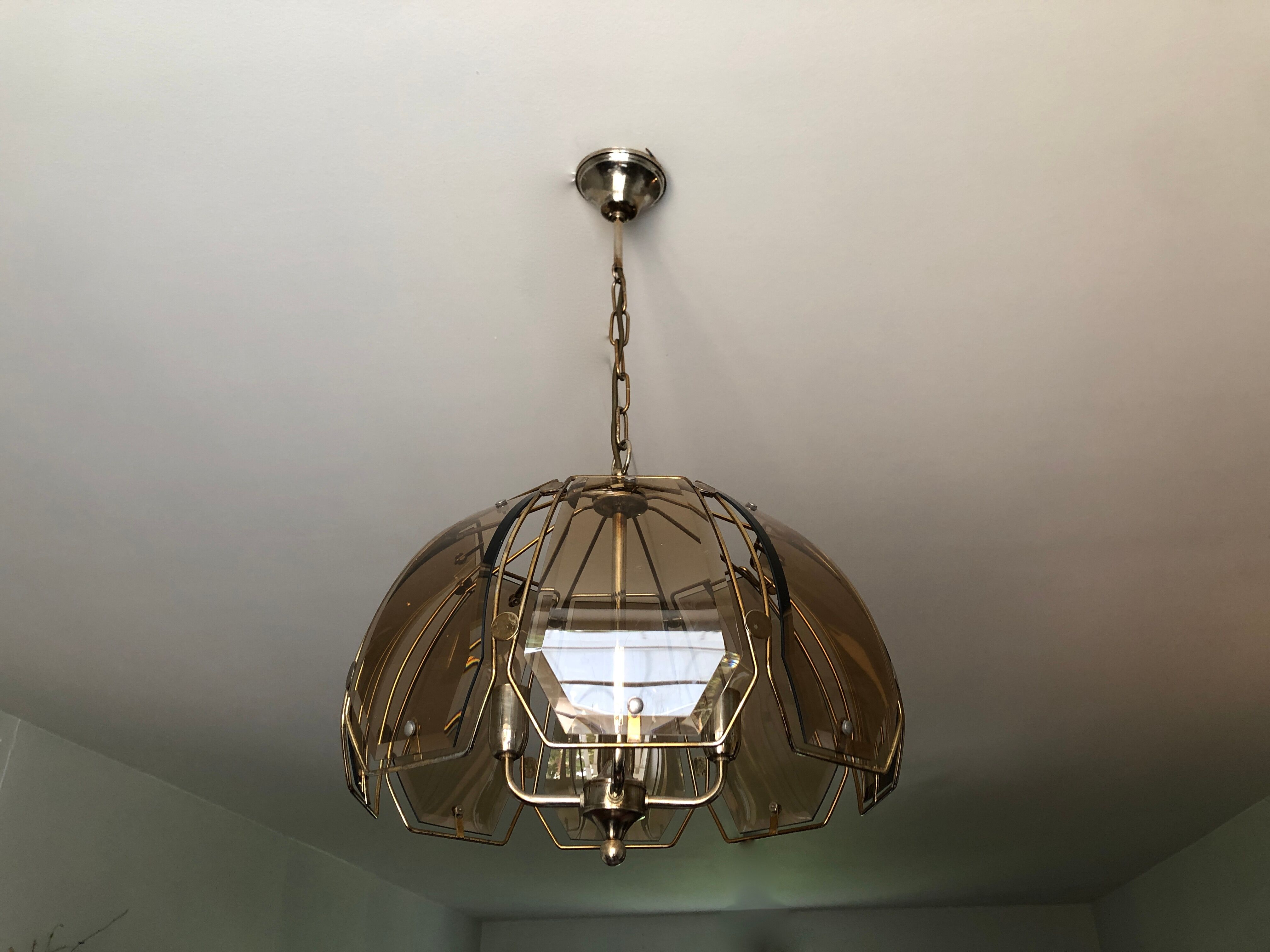 Golden Italian chandelier 4 burners 1970