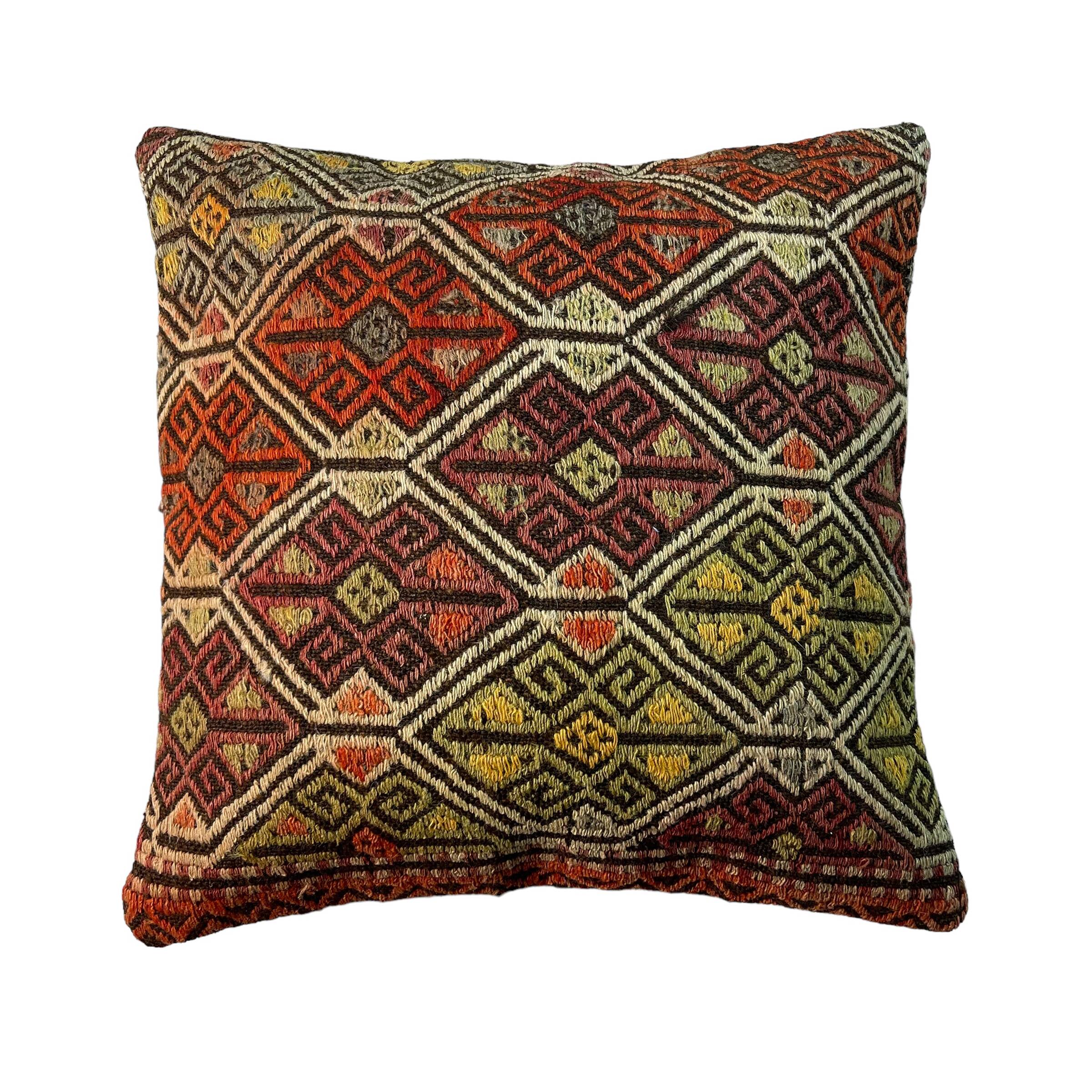 VINTAGE TURKISH KILIM CUSHION COVER , 45 X 45 CM