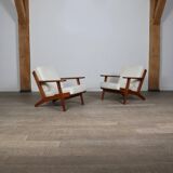 Pair Of GE290 Armchairs In Bouclé By Hans Wegner For Getama, Denmark, 1950s