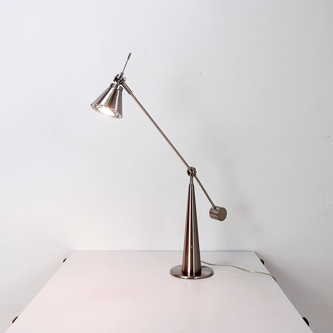 Adjustable brushed chrome desk lamps