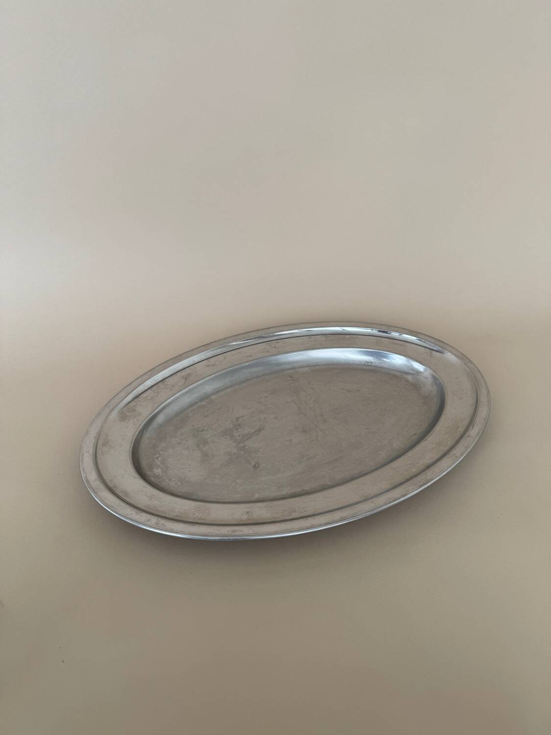 Vintage stainless steel serving tray:
