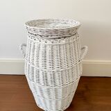 White wicker laundry basket