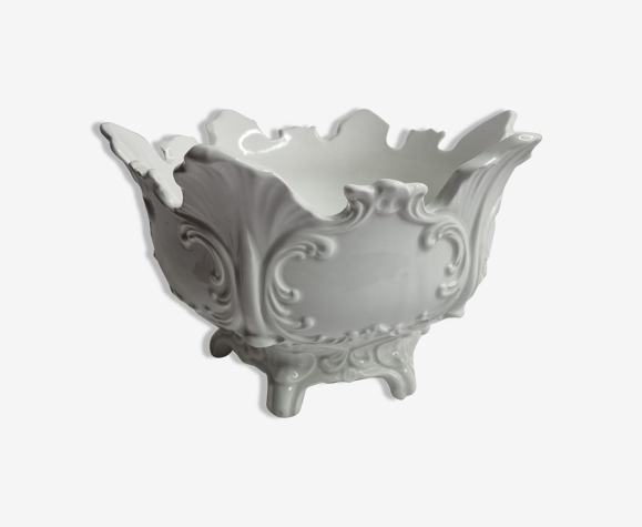 Cache pot en céramique blanche émaillée
