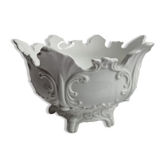 Cache pot en céramique blanche émaillée