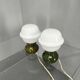 Pair Czech 1970s Milk Glass and Green Ceramic Table Lamps
