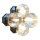 Vintage German wall or ceiling lamp in chrome and glass, space age design by Motoko Ishii for Staff.