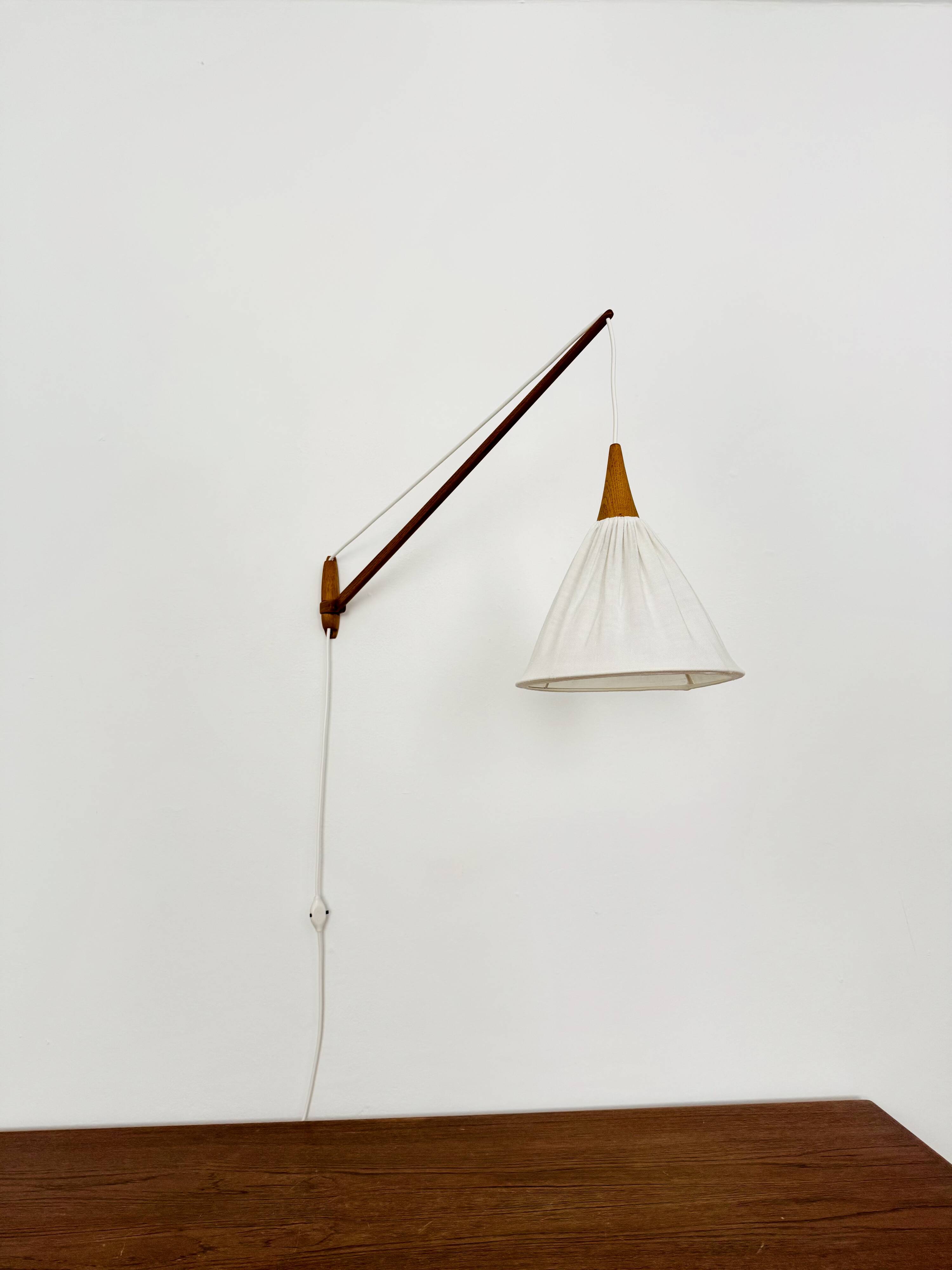 Danish Adjustable Oak Wall Lamp by Uno and Östen Kristiansson