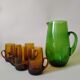 Pitcher and glasses in blown glass vintage 60s