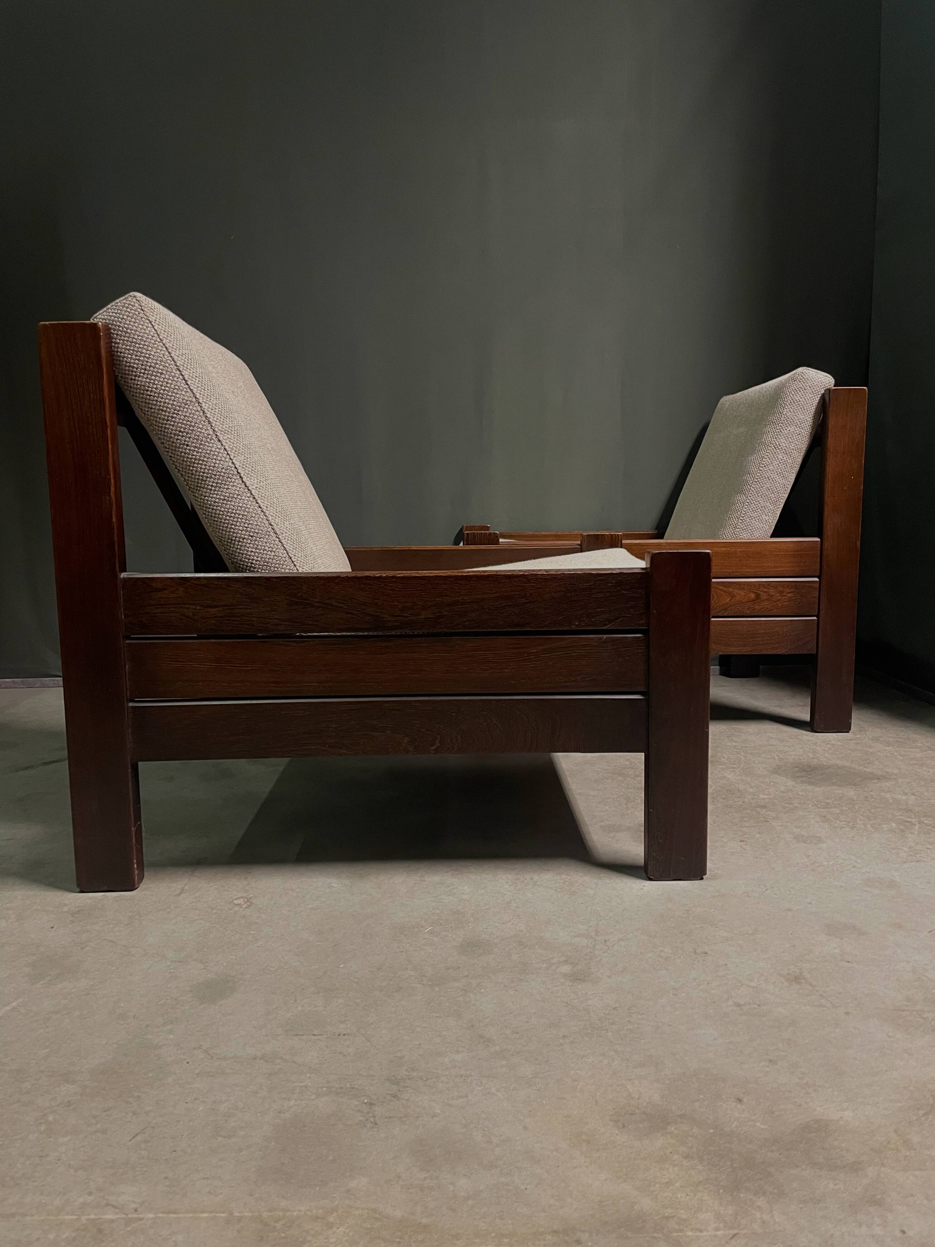 Two modernist lounge chairs from the 1960s.