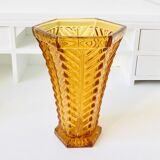 Amber yellow art deco vase