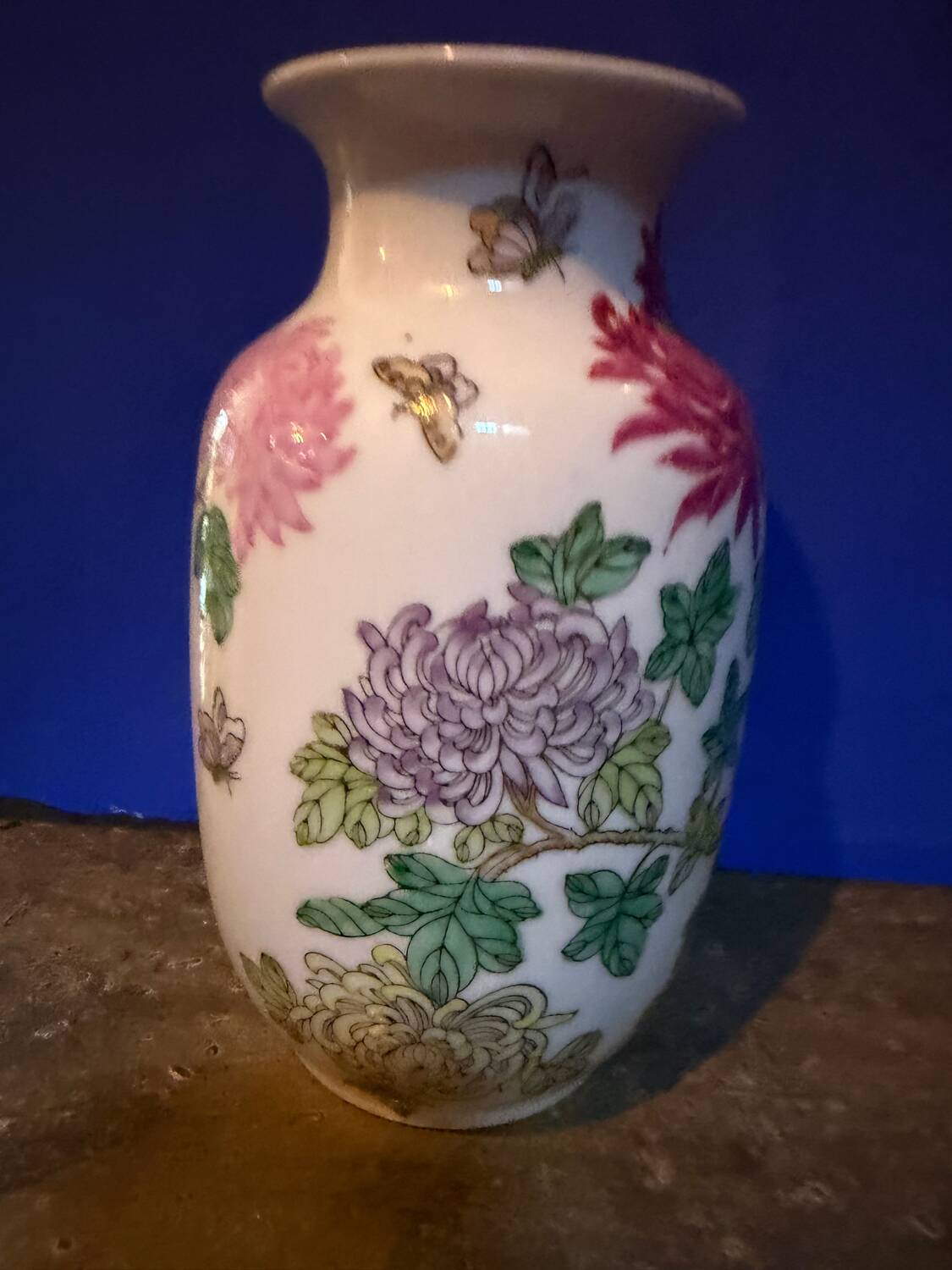 Chinese Vase with Chrysanthemums – "Famille Rose" Porcelain