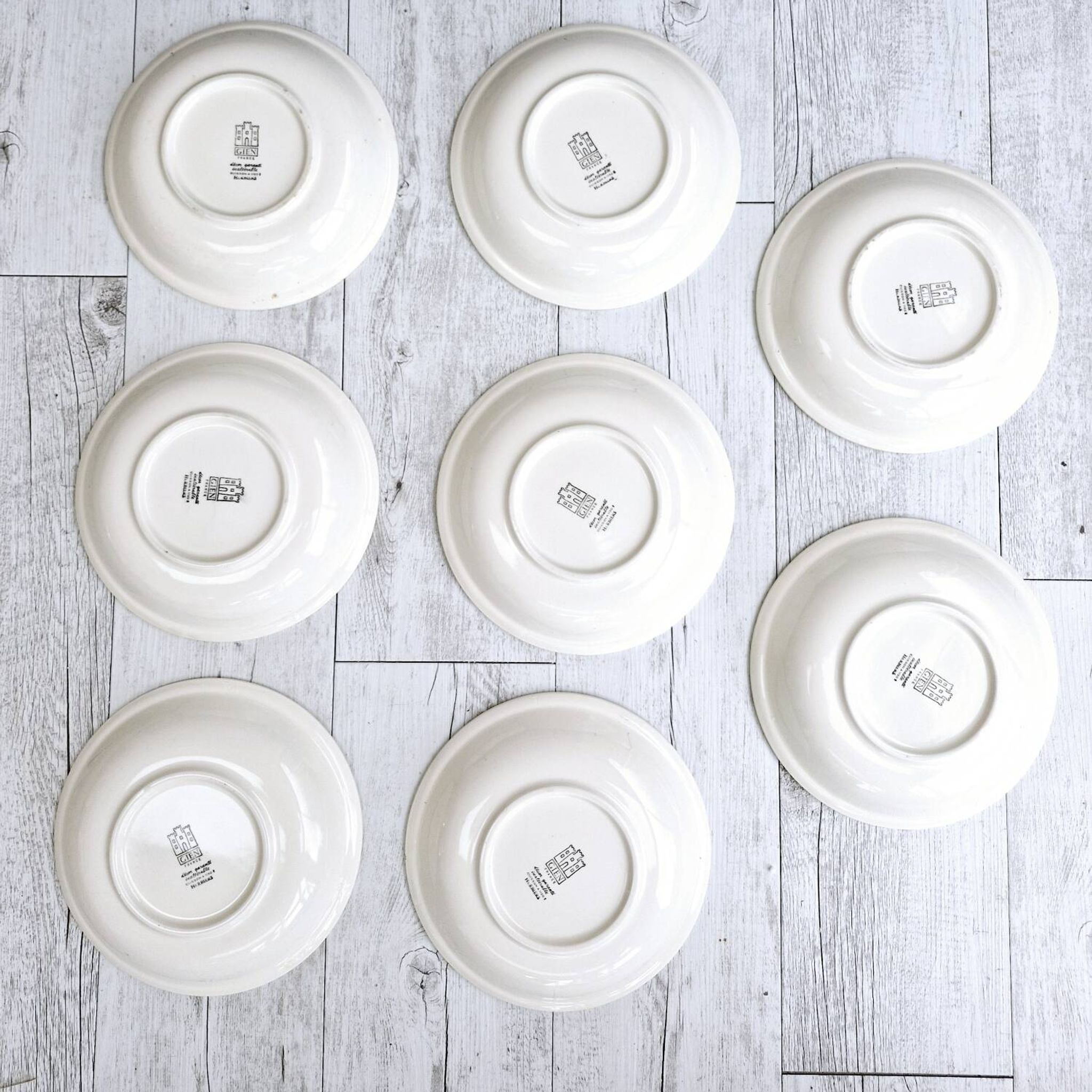 8 vintage hollow plates earthenware Gien model Herbiers table arts France
