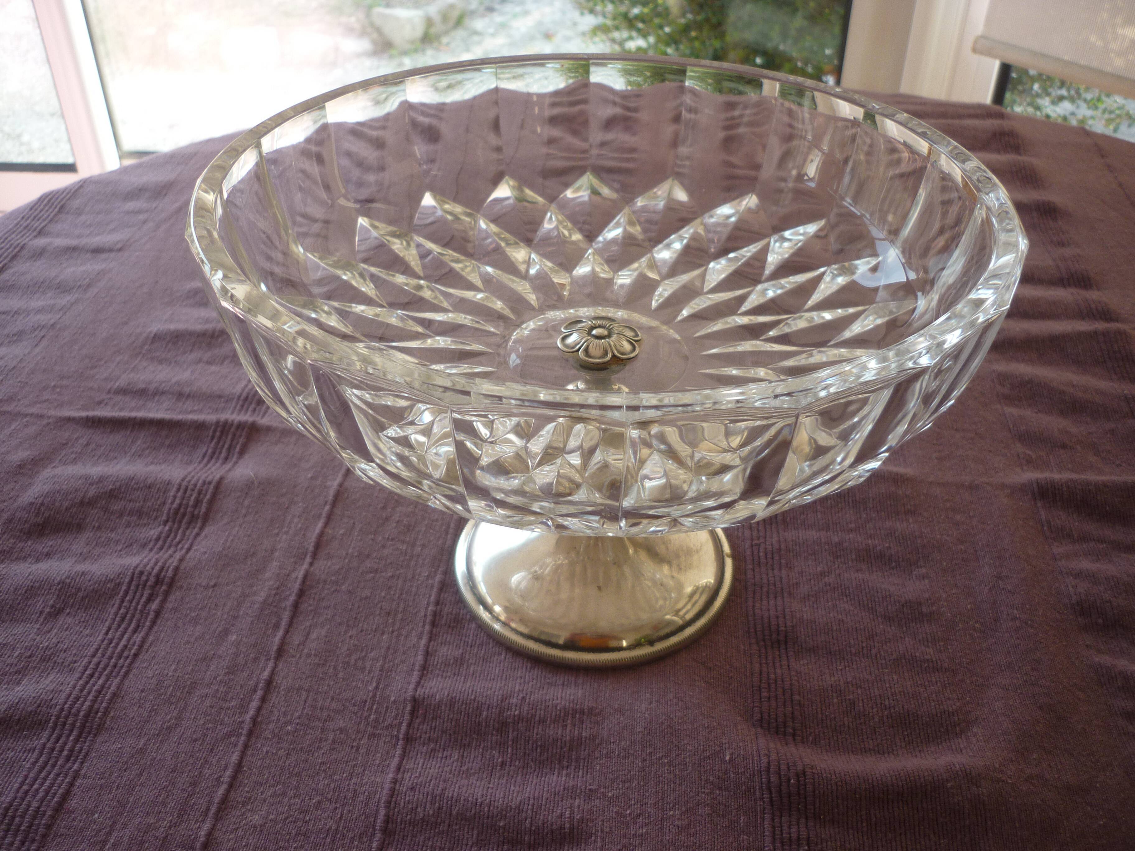 Coupe en cristal et metal argentée