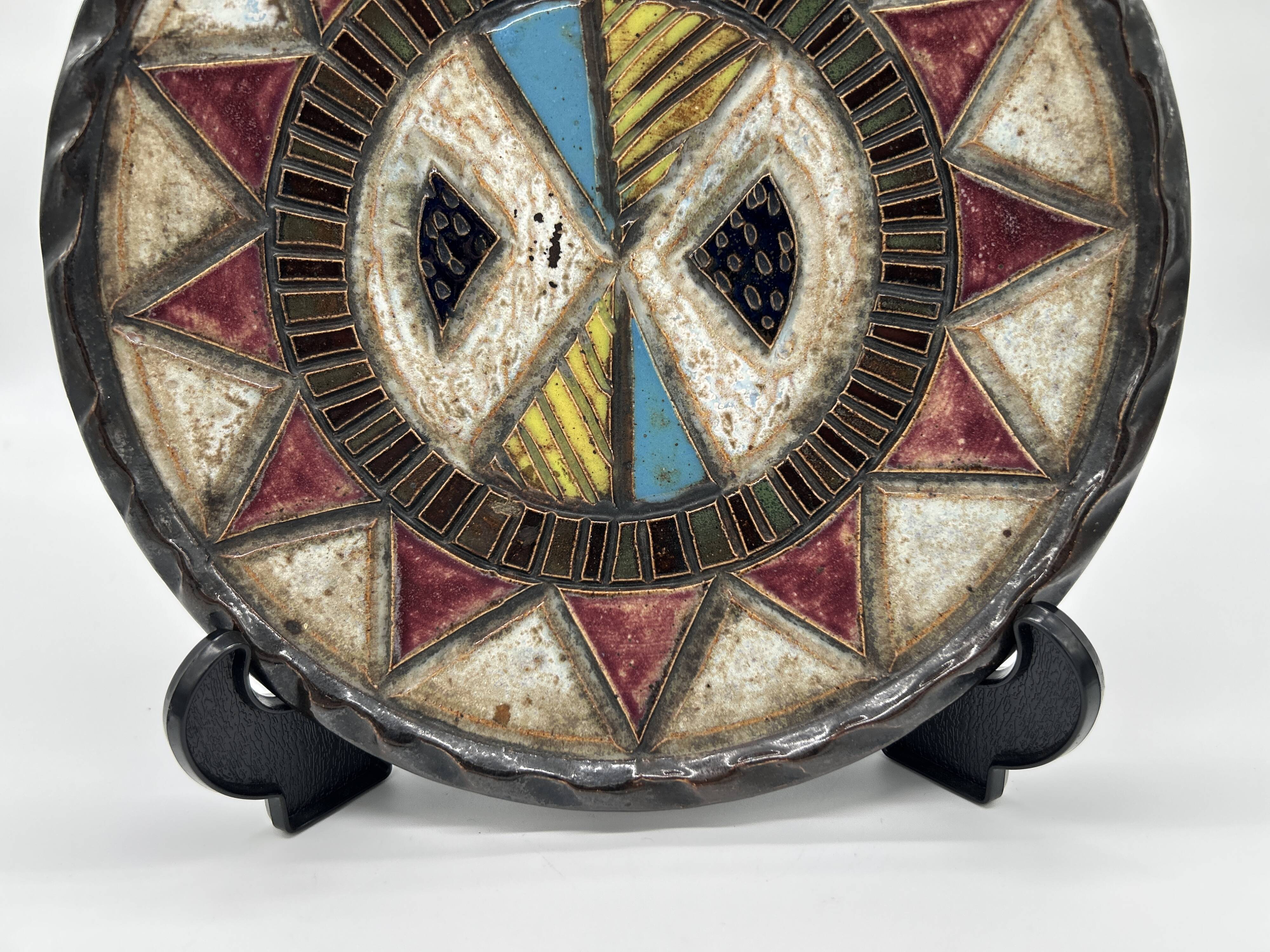 Vintage plate in bouffioulx stoneware signed losson