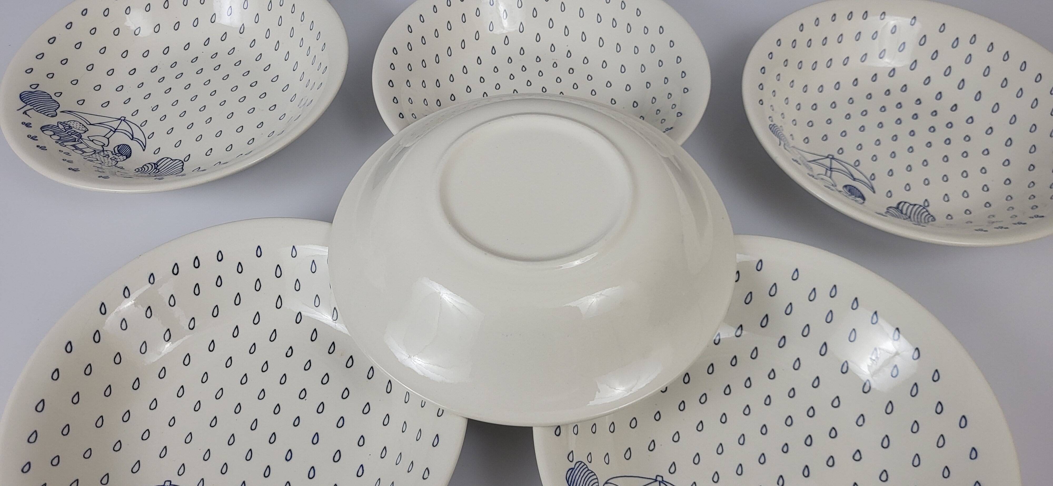 6 Sarreguemines earthenware plates