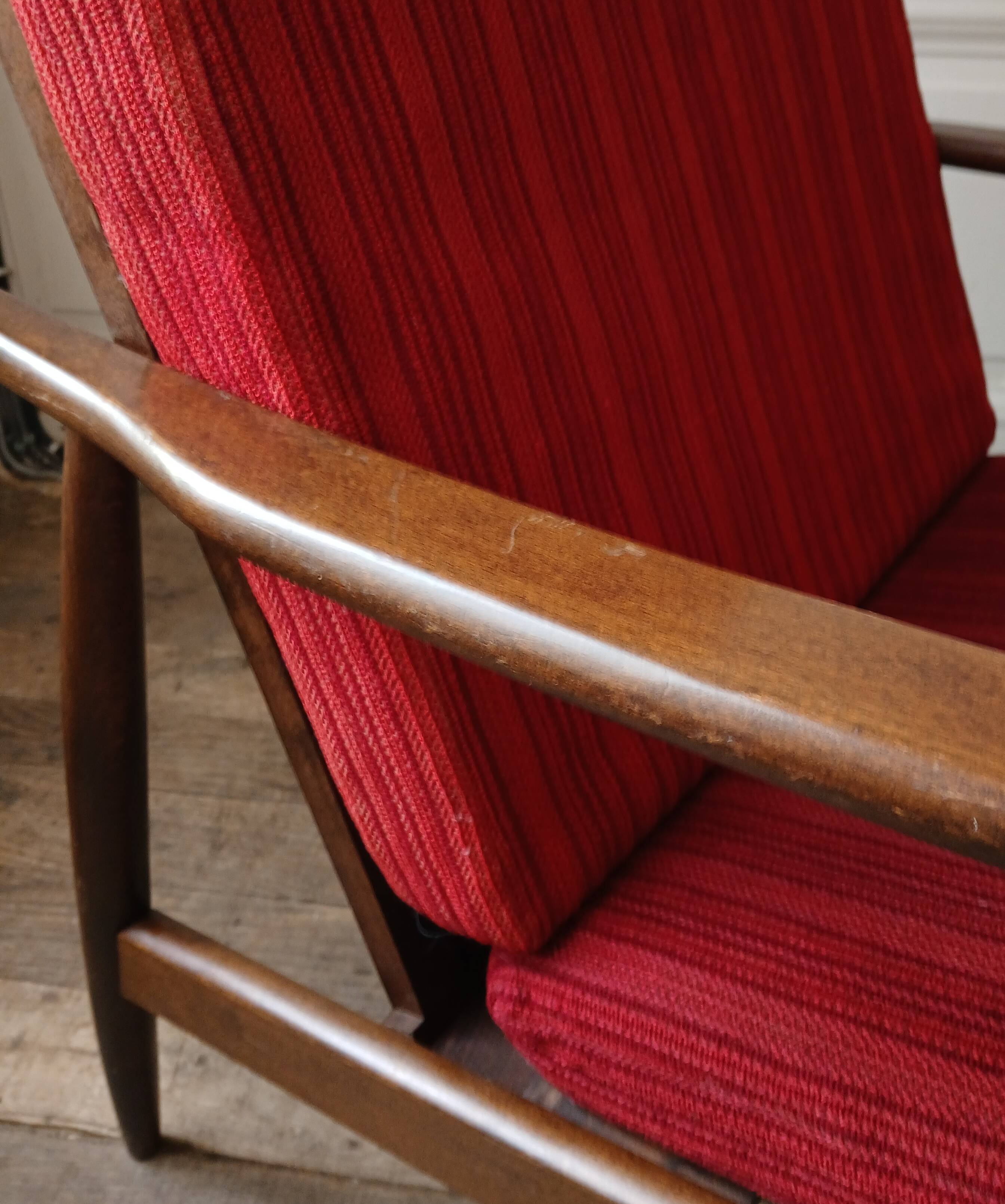 Scandinavian "boomerang" armchair, circa 1960