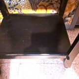 Art Deco style side table, console table on wheels, black varnished wood, 1940
