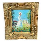 Peinture sur isorel, encadrement en bois