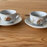 Earthenware dinette, 4 cups and 4 subcups
