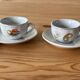 Earthenware dinette, 4 cups and 4 subcups
