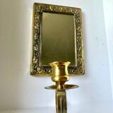 Vintage  Brass Wall mirrored Candle Sconce