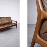 Vintage Mid-Century Danish Modern 3-Seater Brown Leather Sofa by Georg Thams