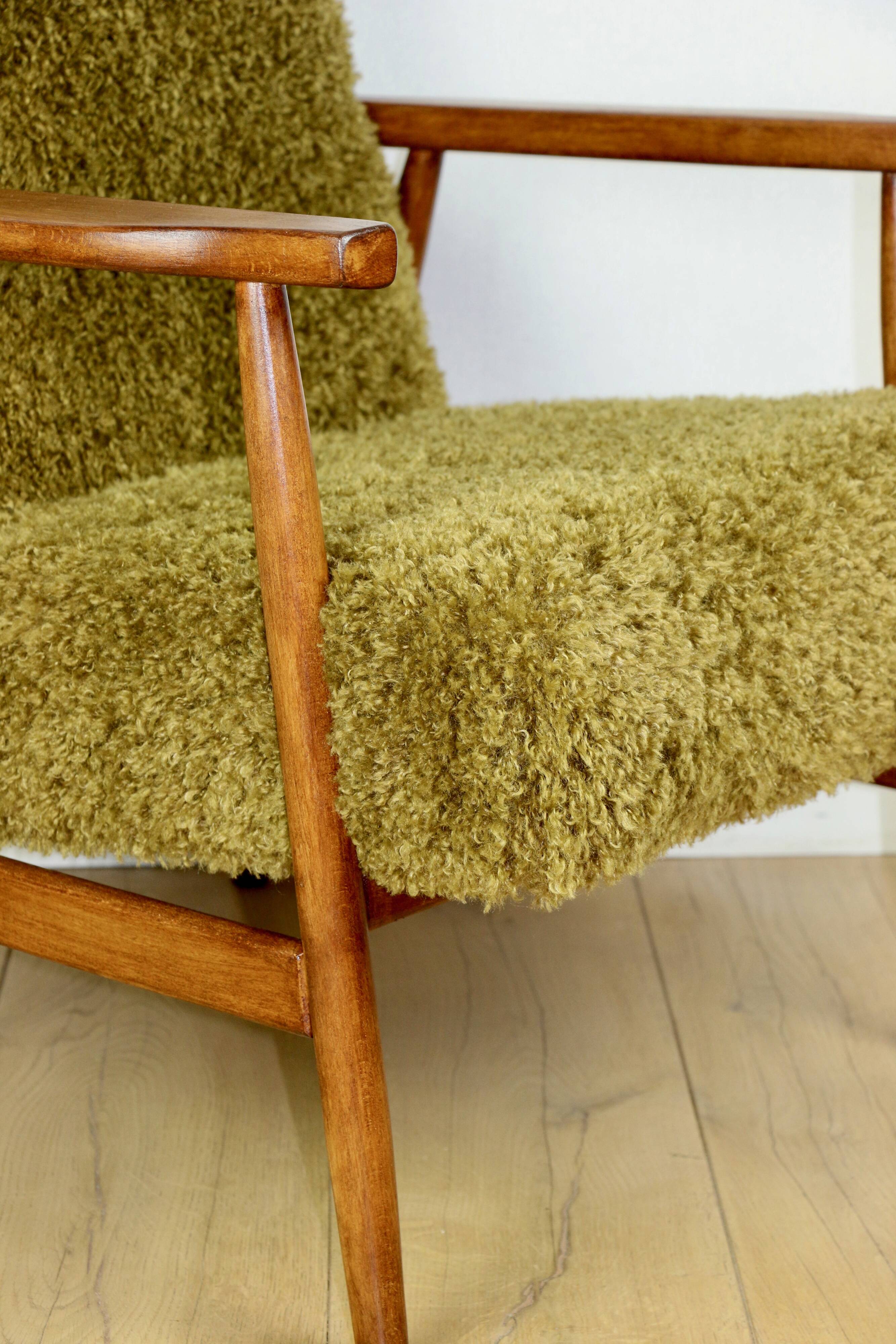 Vintage armchair, 1970s, red fox - high pile Camel