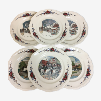 6 assiettes plates Sarreguemines Obernai