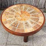 Round herbarium coffee table, vintage 60s