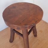 Pair of solid wood brutalist stools
