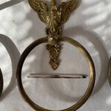 Wall-mounted towel rings in brass and bronze gilded vintage swan, 1960, France