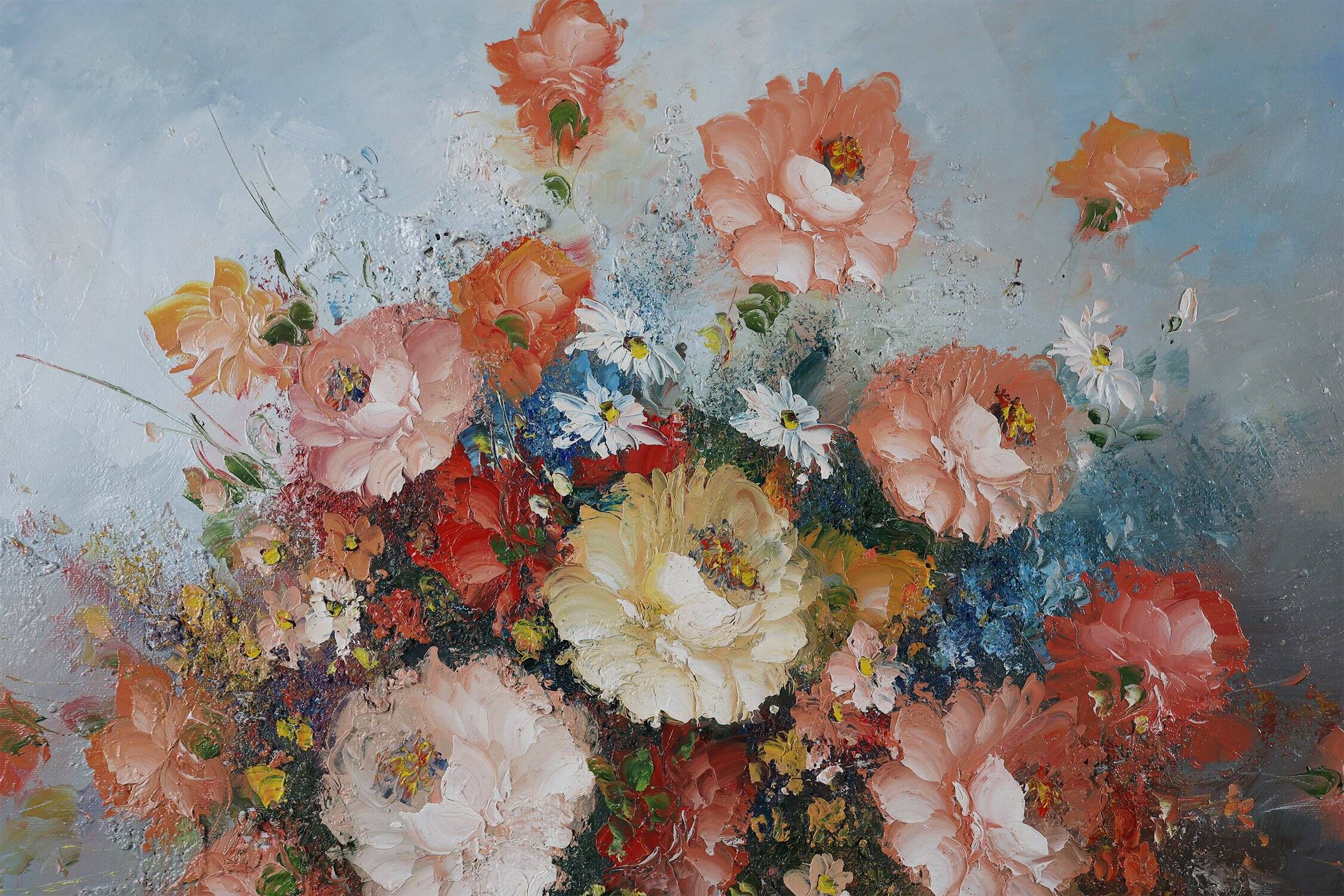 Edmond Sanders, Vase with Flowers, 1950s, Oil on Canvas, Framed
