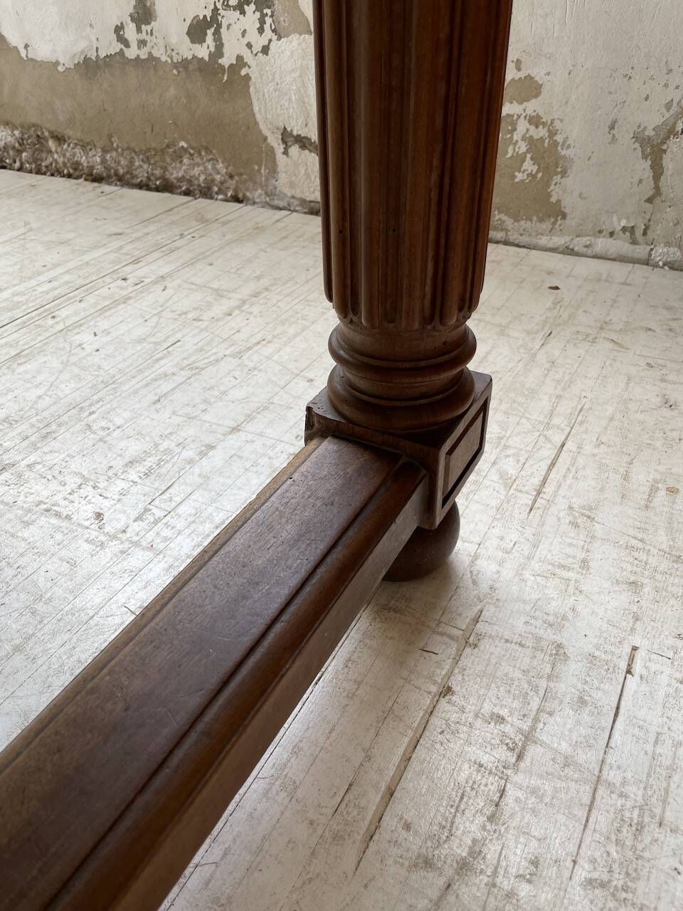 Solid walnut farmhouse castle table 1900 XXL