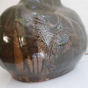 Lampe en céramique et rotin XXeme