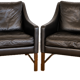 Fredrik Kayser mid-century leather & rosewood lounge chairs – brown leather