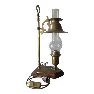 lampe vintage bois et laiton