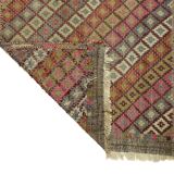 Area kilim rug ,vintage wool turkish handknotted kilim, 230 cmx 146 cm rug