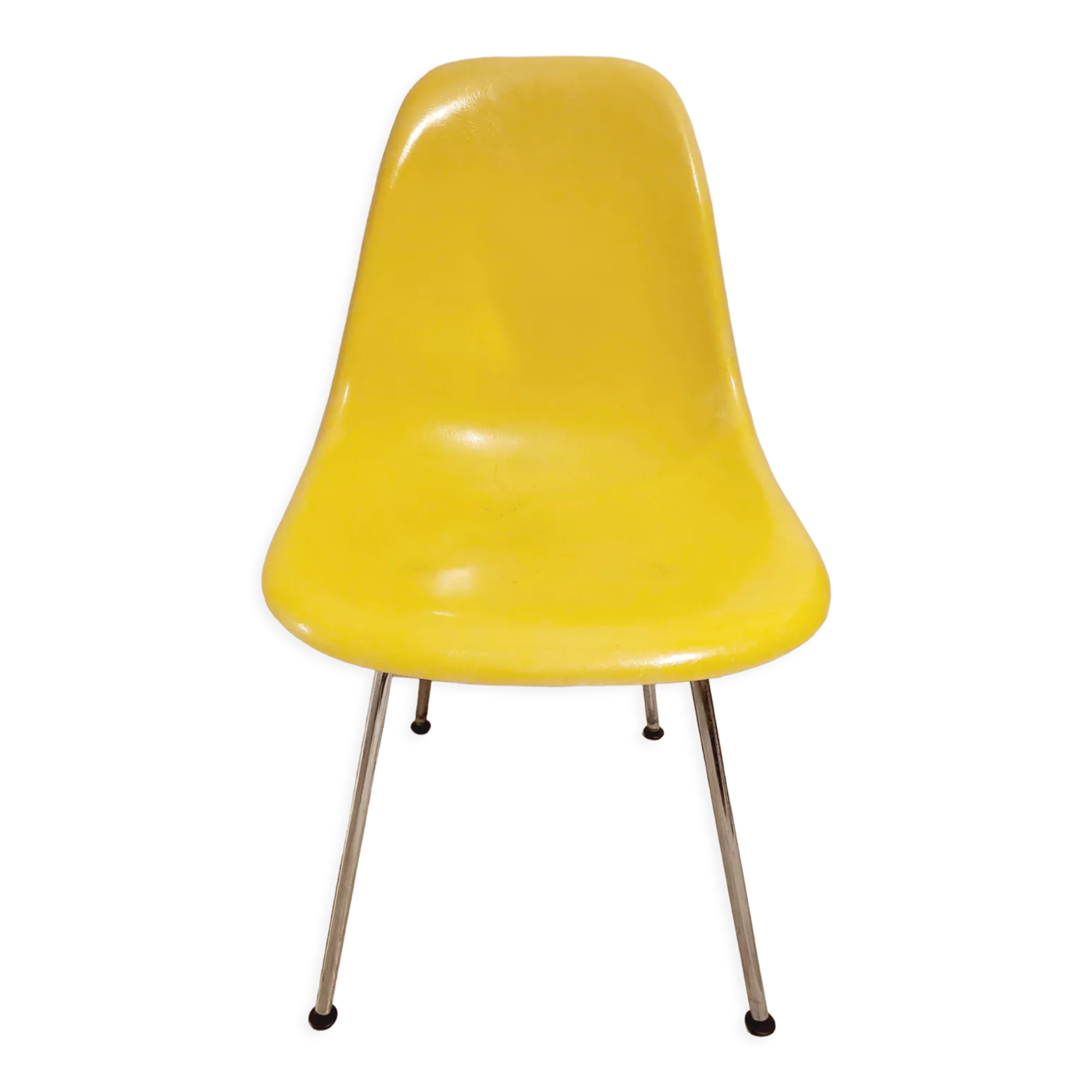 Chaises Eames DSX jaune en fibres de verre de 1975