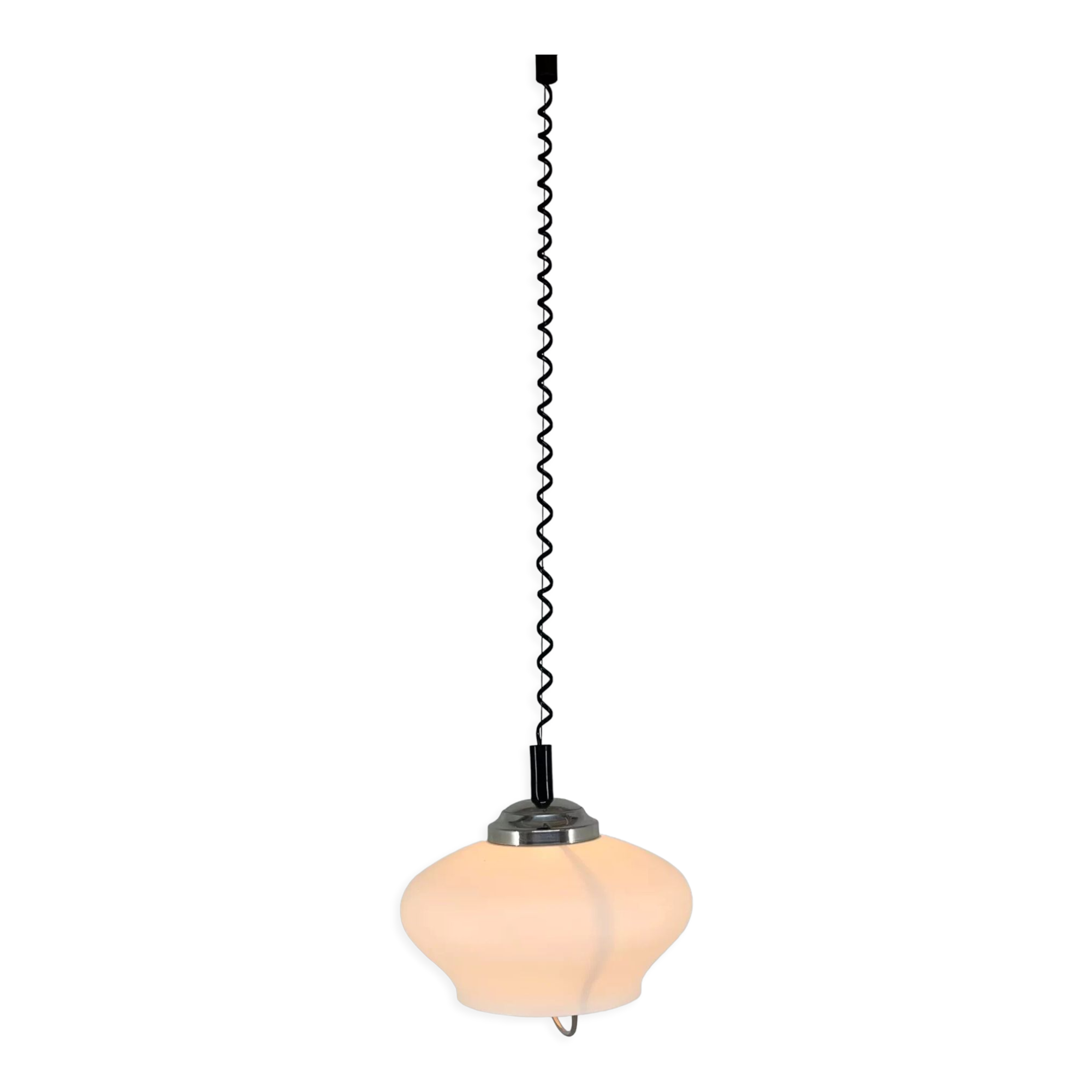 Mid-century adjustable milk glass suspension