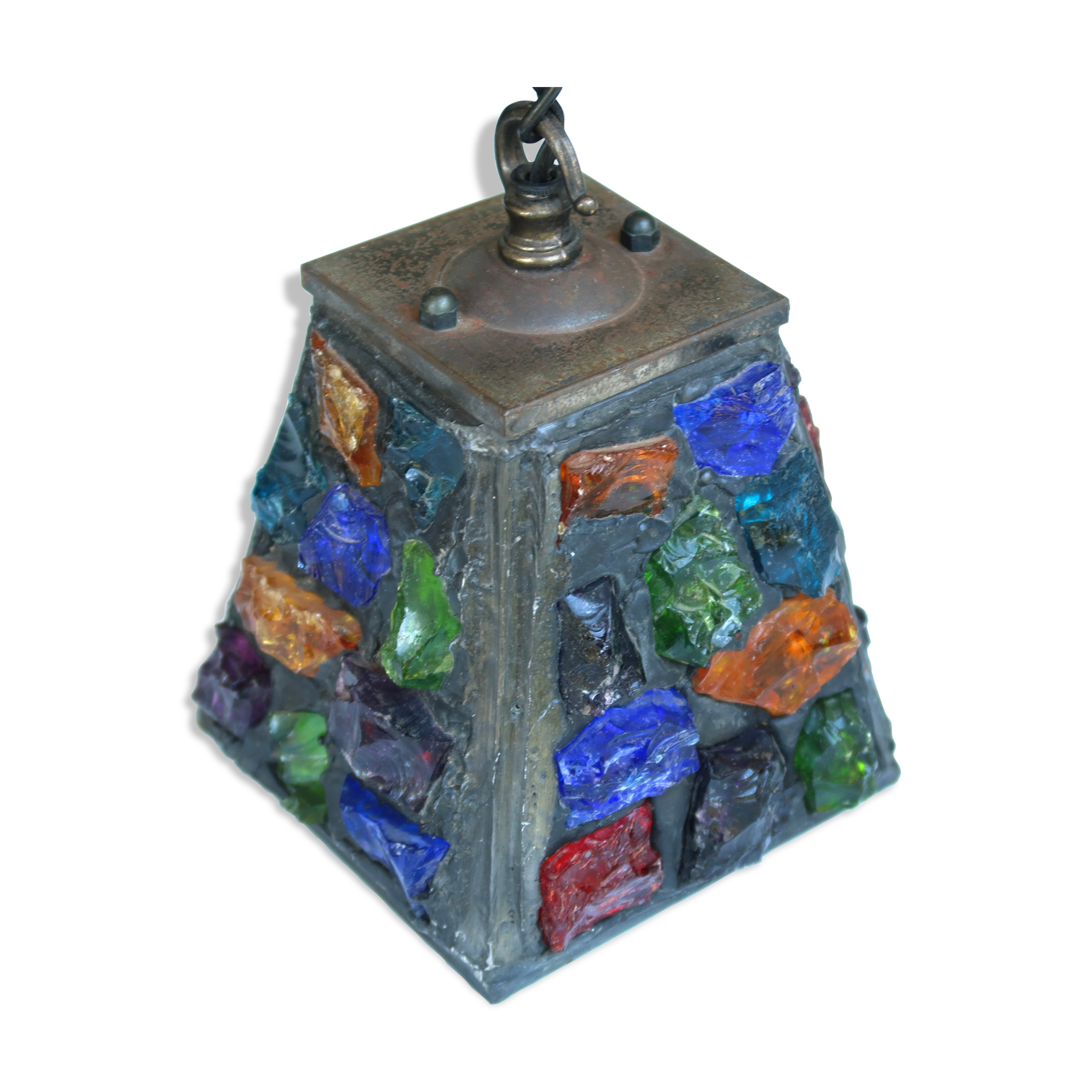 Glass and lead pendant lamp by Peter Marsh, 50s