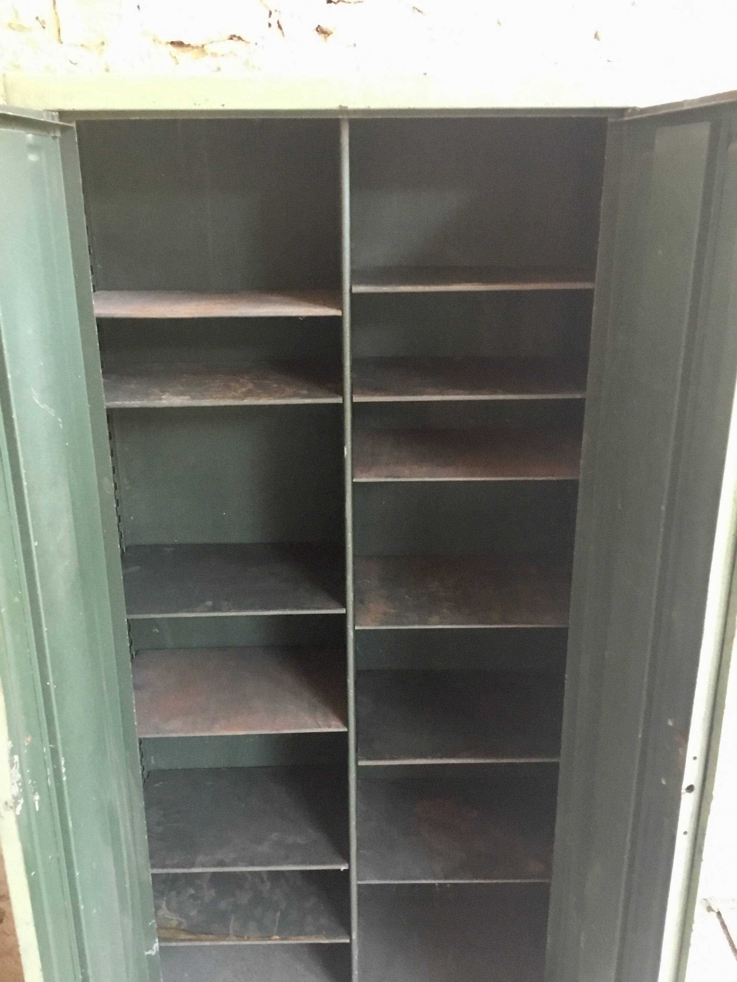 Riveted metal industrial workshop cabinet - vintage 1960s