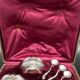 4 salt pots, silver, Ravinet D'enfert, 4 shovels, white glass interior, case, purple interior, 19th century