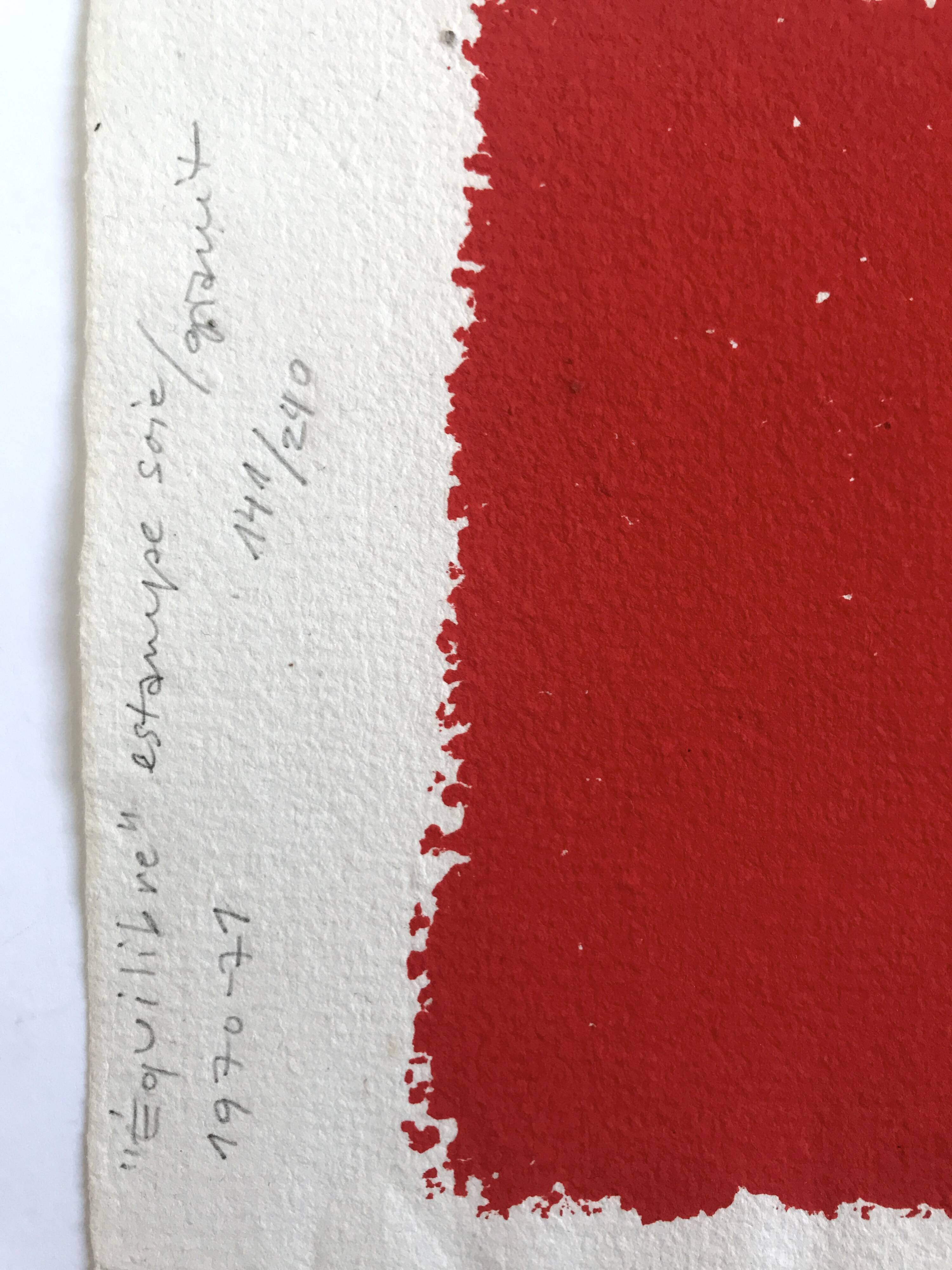 Pierre SZÉKELY, Equilibre, 1971. Silkscreen relief signed in pencil
