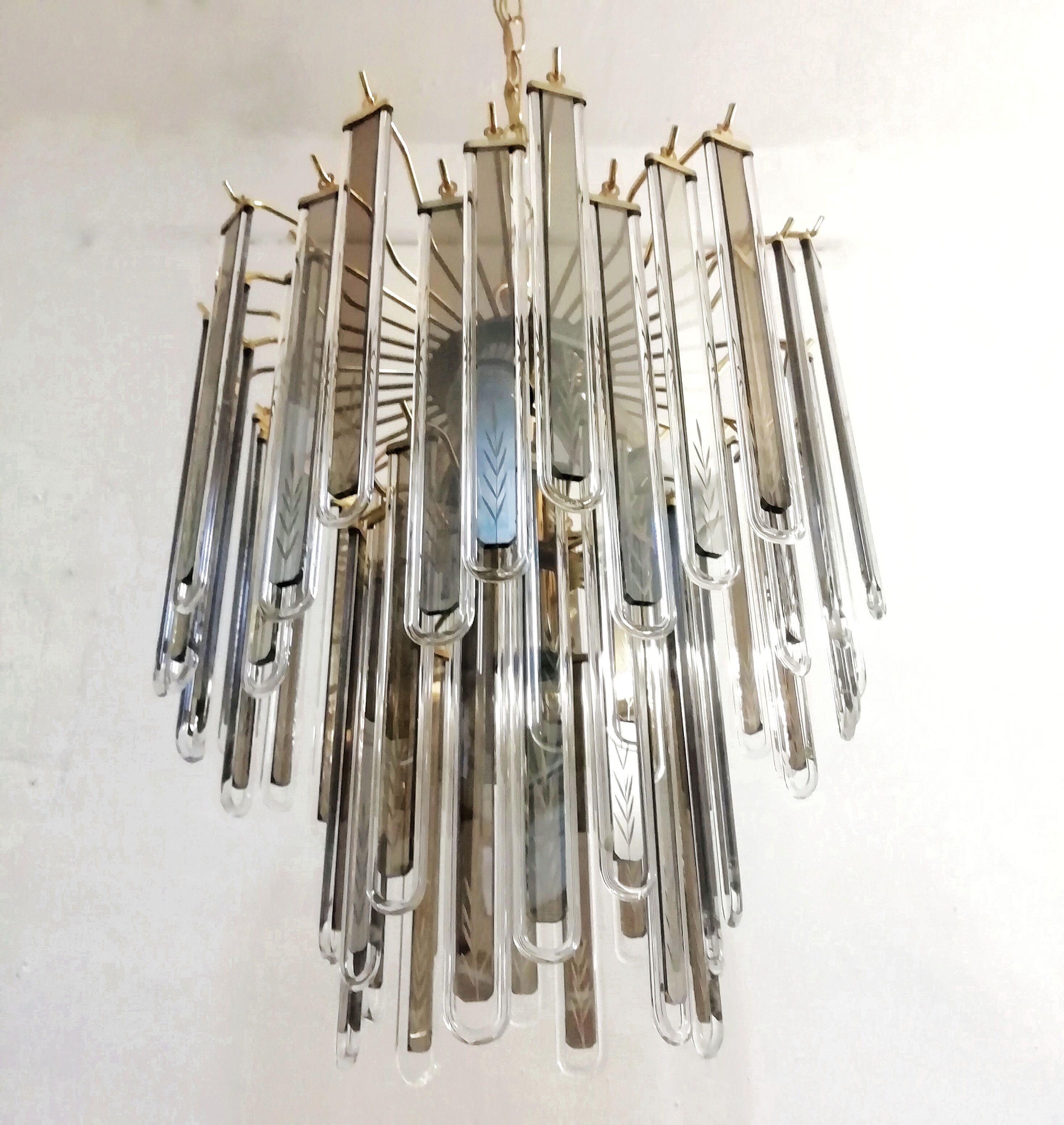 Ceiling lamp with rigid vertical crystals 1970s