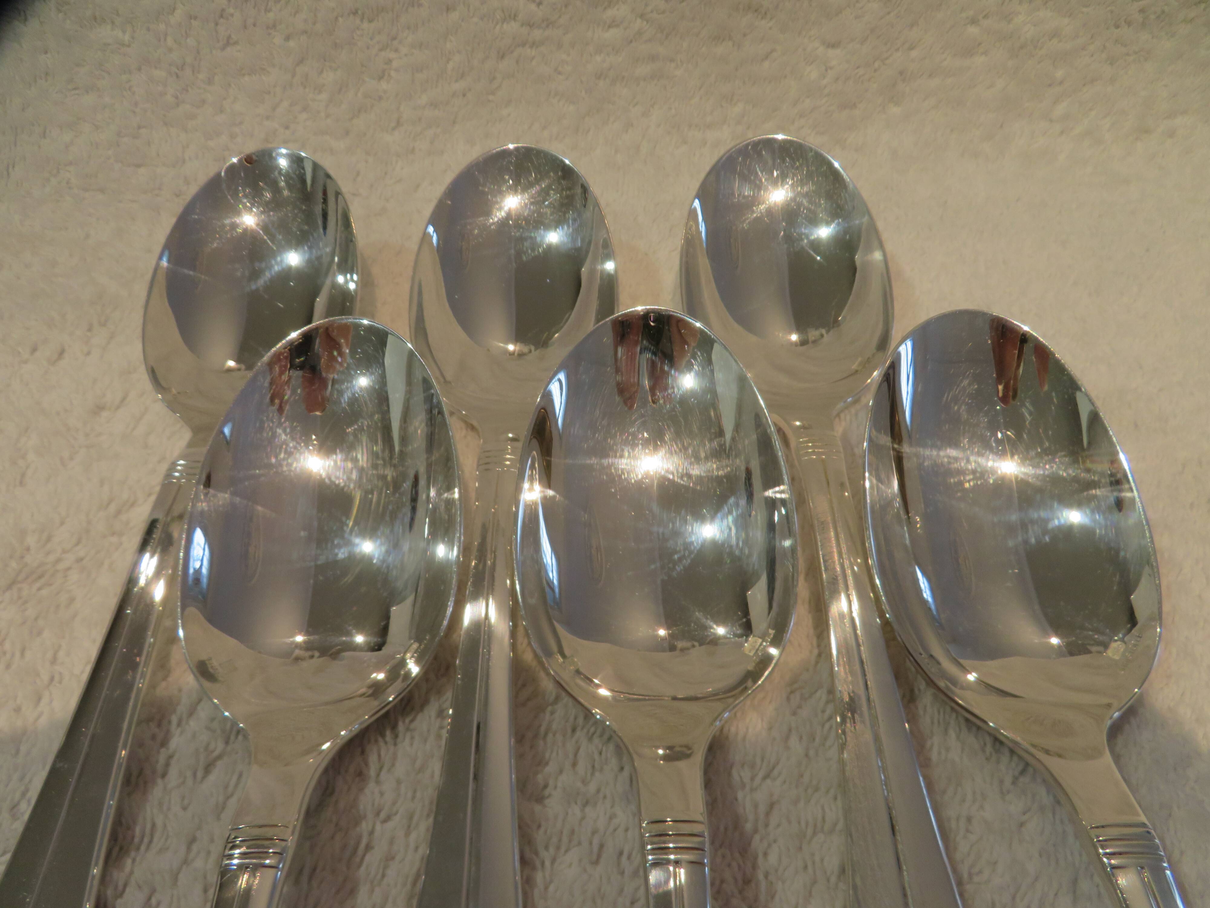 6 silver plated soup spoons Christofle Atlantide 20.7cm