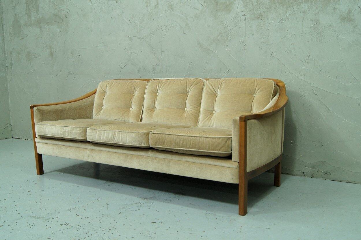 Scandinavian teak & velvet living room set, 1960s