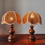 Pair of vintage rattan lamps