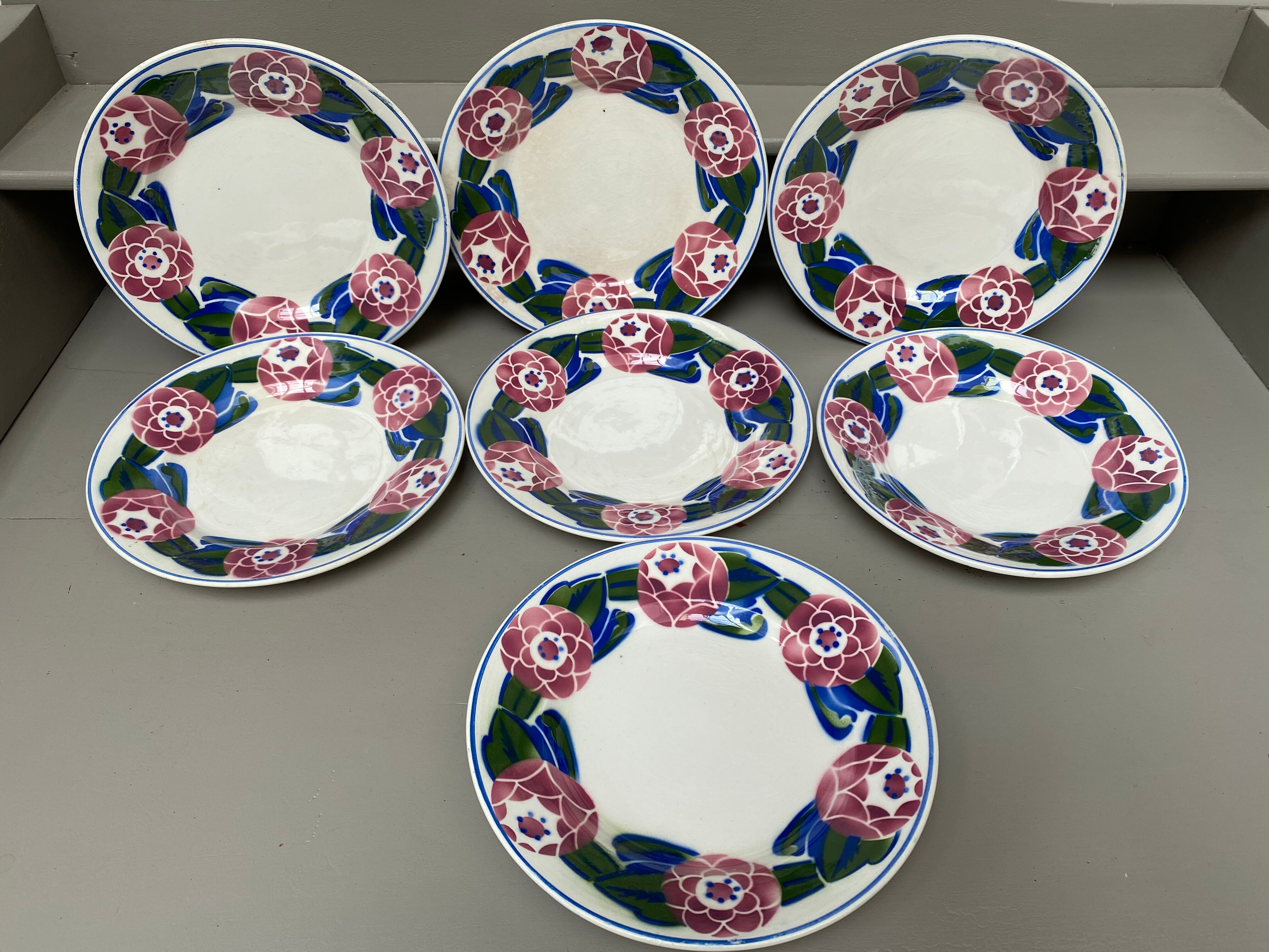 Set of 7 old earthenware plates hbcm